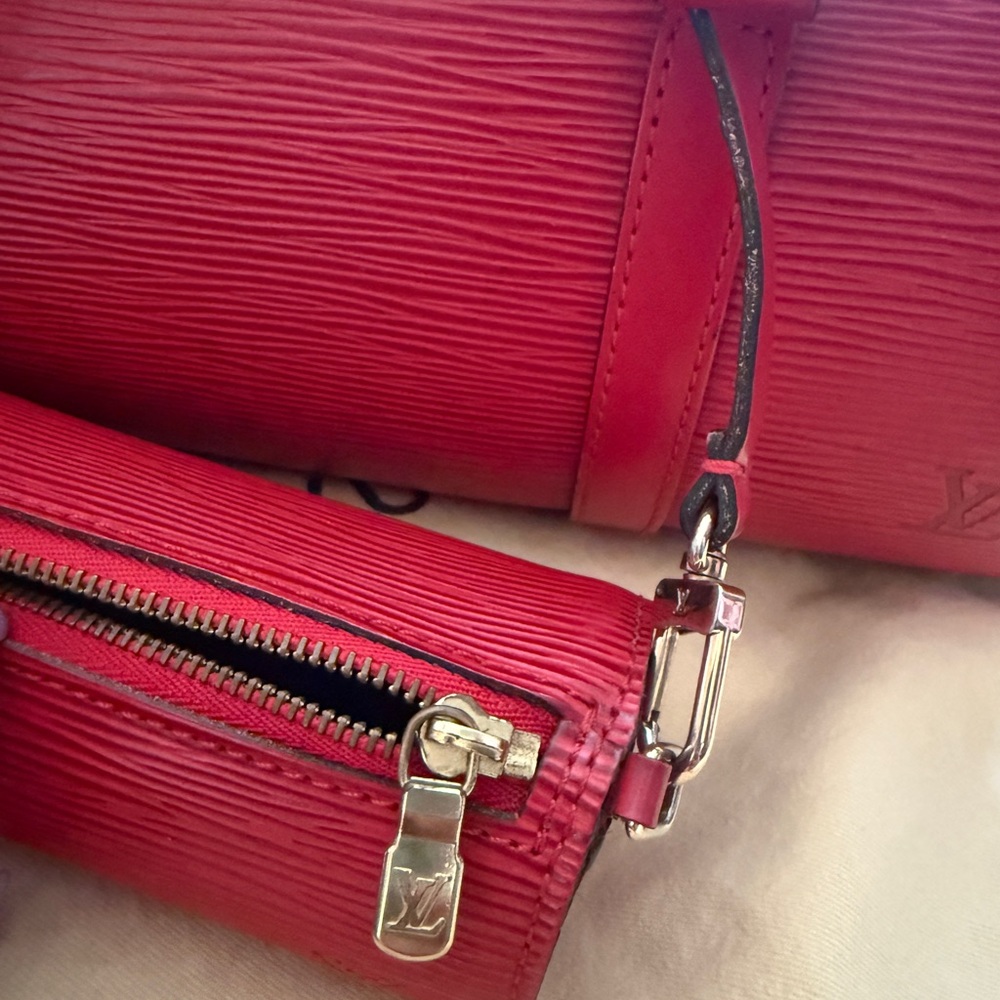 Louis Vuitton Red Wristlet with Silver Hardware